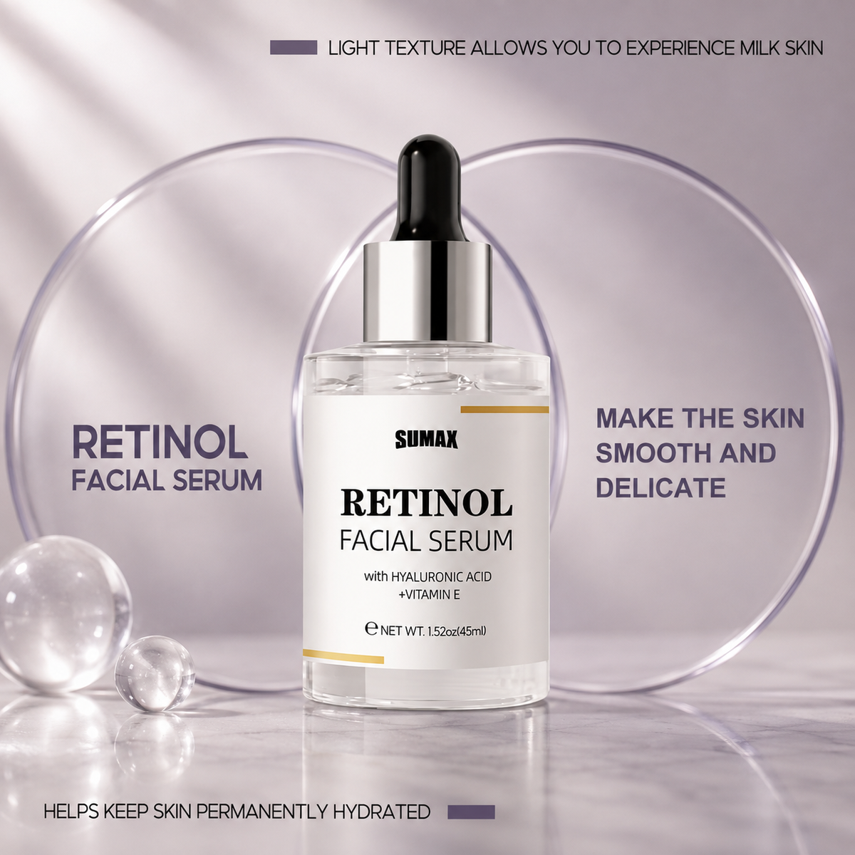 GlowCode Retinol Facial Serum - Light texture milk skin callout