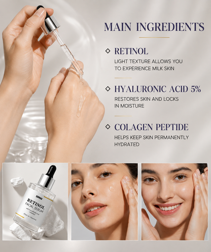 GlowCode Retinol Facial Serum - Main ingredients: Retinol, Hyaluronic Acid 5%, Collagen Peptide