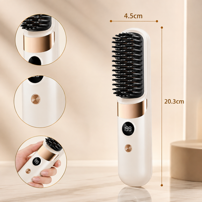 SilkBrush Cordless Ionic Hair Straightening Brush - Dimensions and Detail