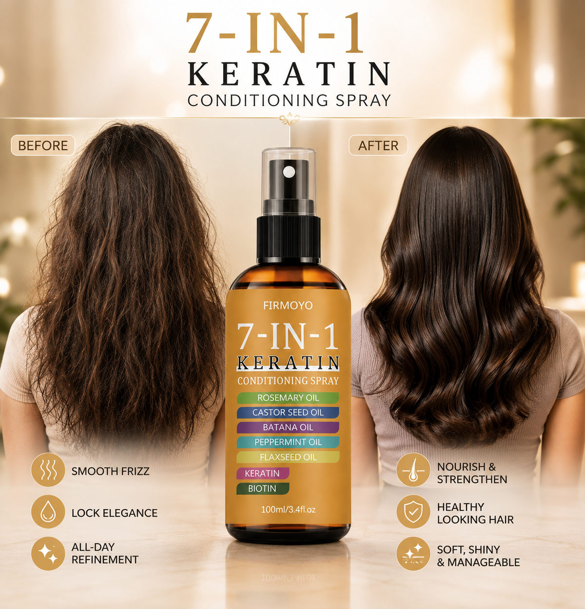 VelvetMist 7-in-1 Keratin Spray - Before and After