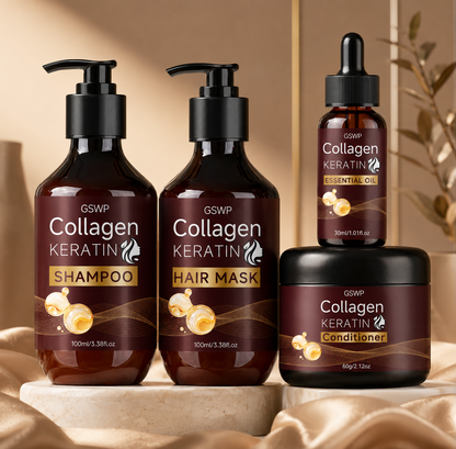 SilkRevive 4-Piece Collagen Keratin Hair Care Set - Product lineup