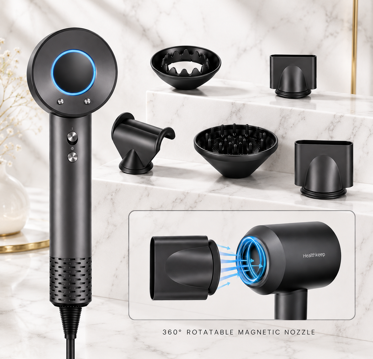 AirRitual Professional Ionic Hair Dryer - 5 nozzle attachments