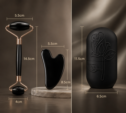 ObsidianRose – Facial Roller & Gua Sha Luxury Set
